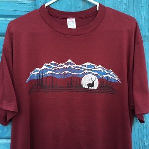 Vintage 80’s Deer Nature Mountains Shirt XXL.